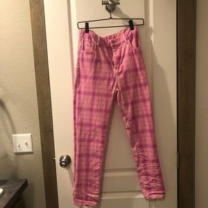 Pink tartan pants